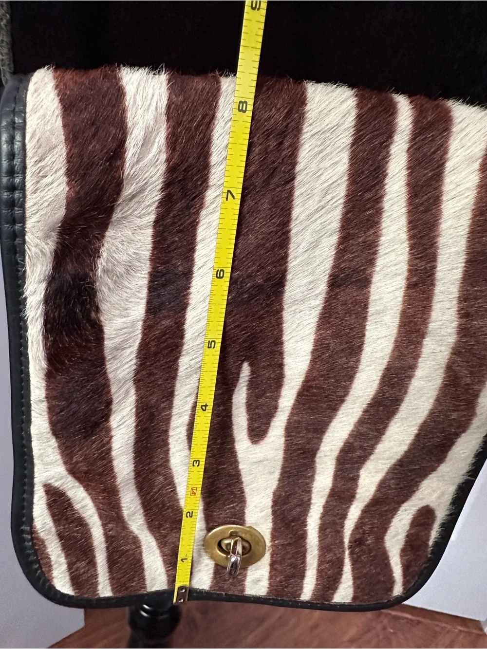 Vintage Zebra Print Hair-on-Hide Crossbody Bag - Genuine Leather - Made in USA